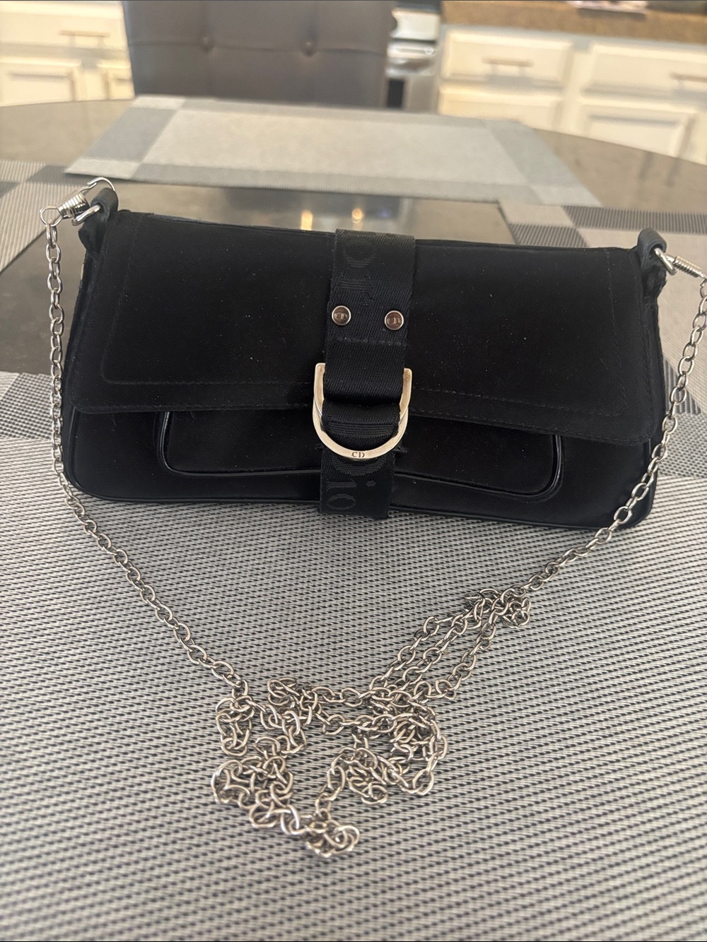Dior Black Crossbody Bag with Silver Chain